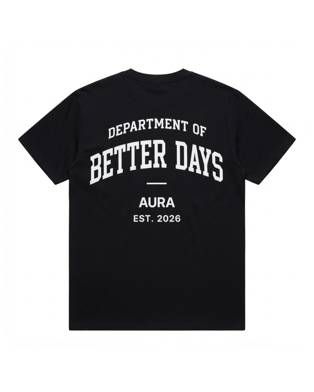 Aura University Tee — Department of Better Days in Shadow Black