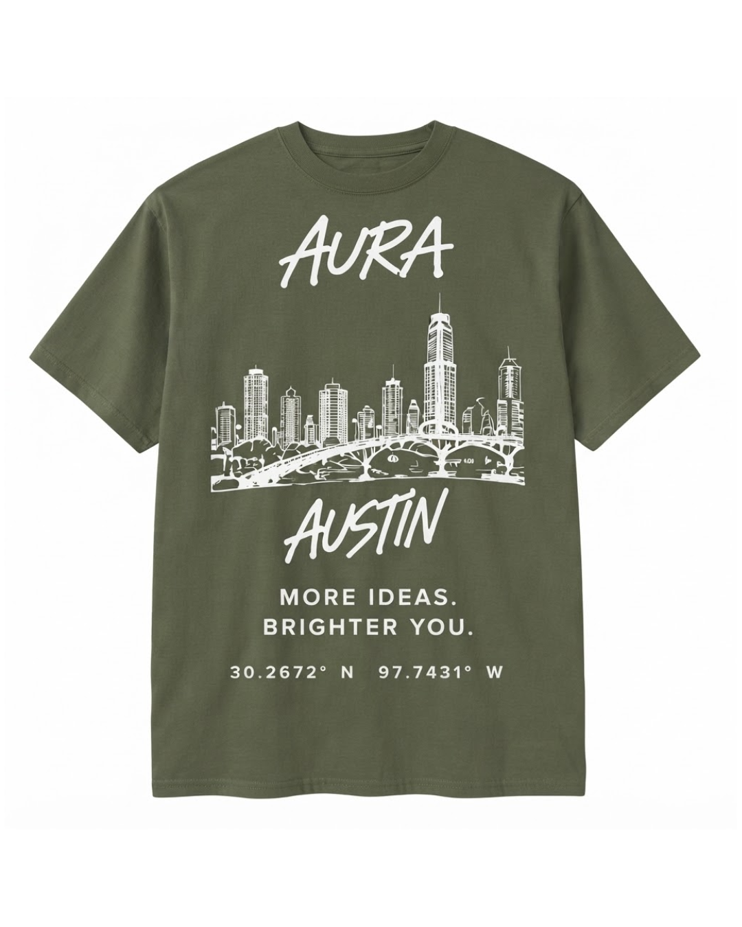Aura Worldwide Tee — Austin in Matcha Cream