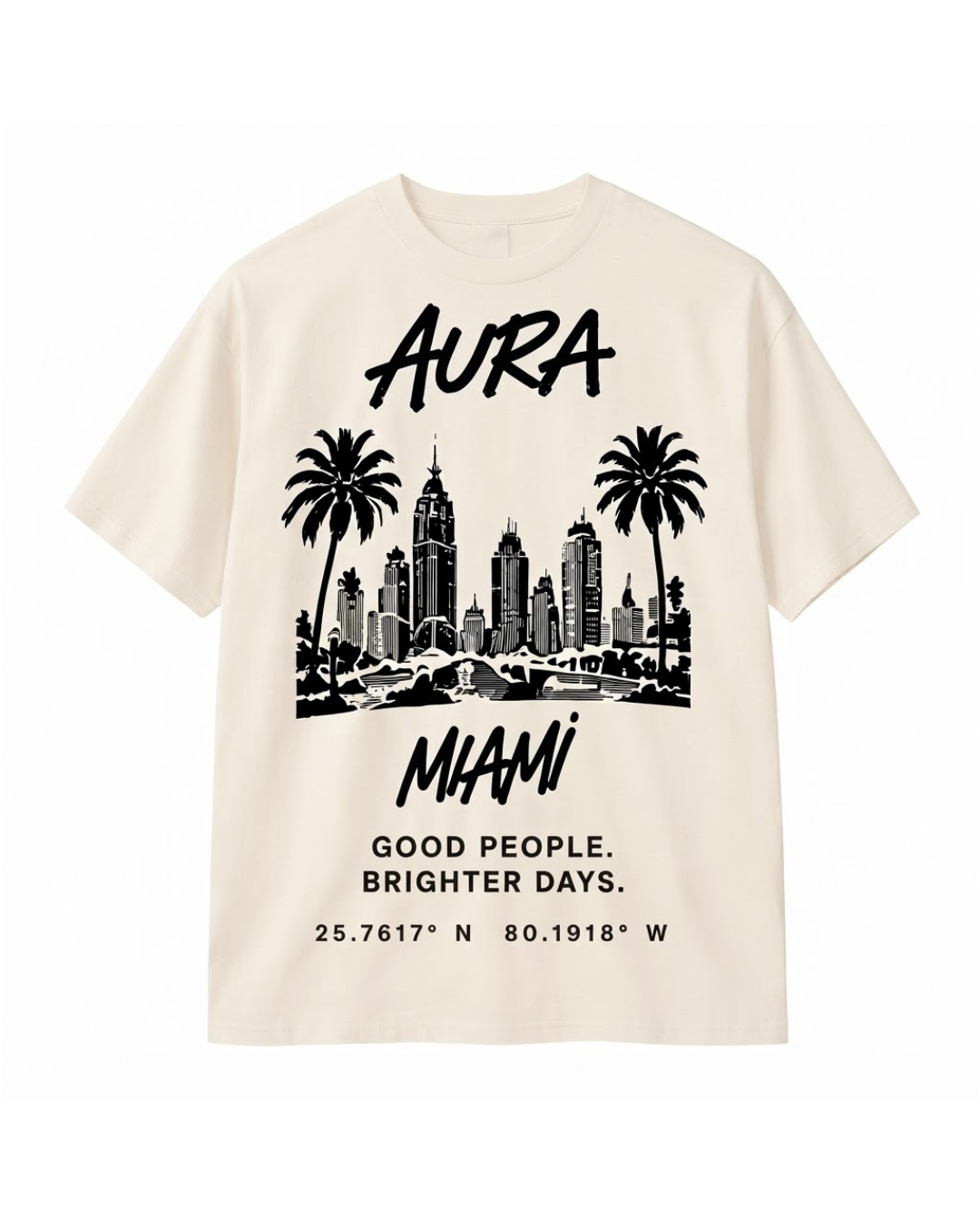 Aura Worldwide Tee — Miami in Moon Milk