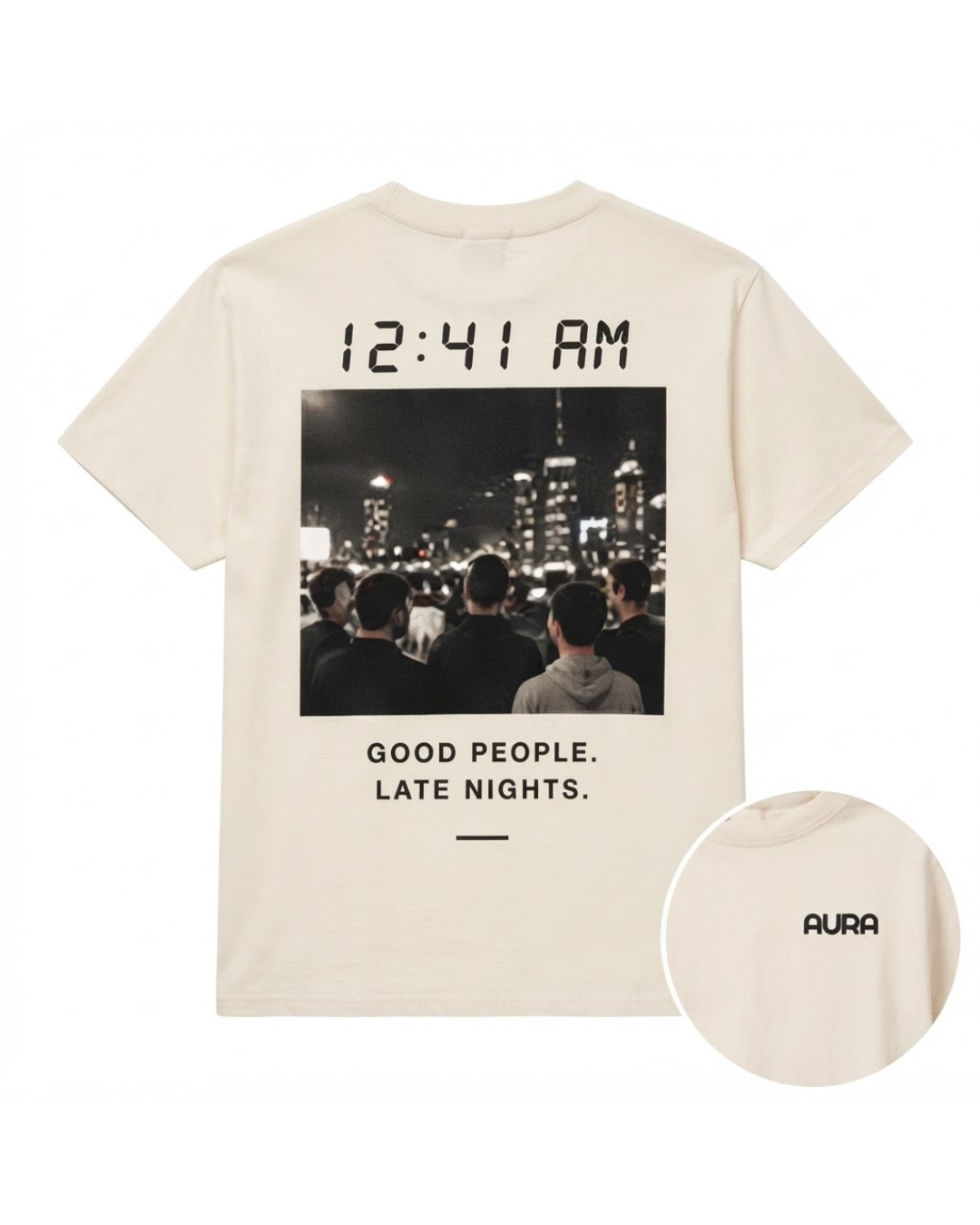 Aura After Hours Tee — 12:41 AM — Good People Late Nights in Moon Milk