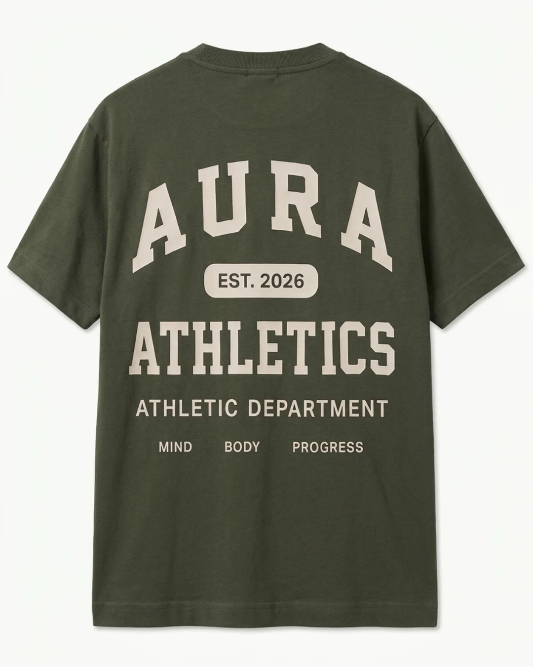 Aura University Tee — Athletics in Matcha Cream