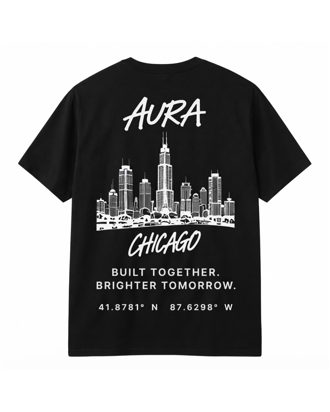 Aura Worldwide Tee — Chicago in Shadow Black