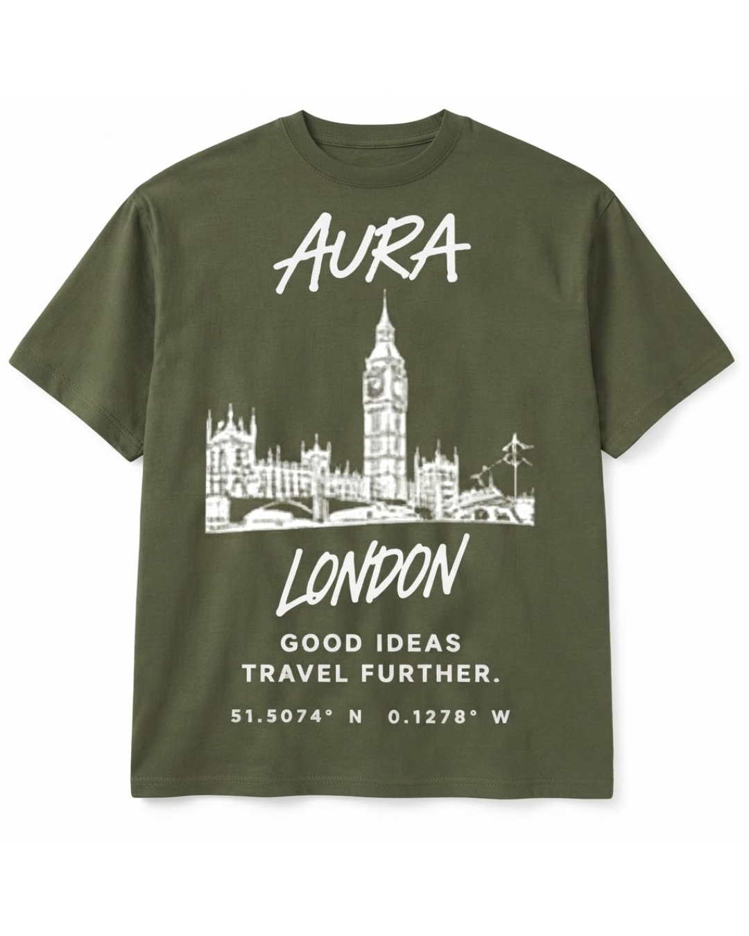 Aura Worldwide Tee — London in Matcha Cream