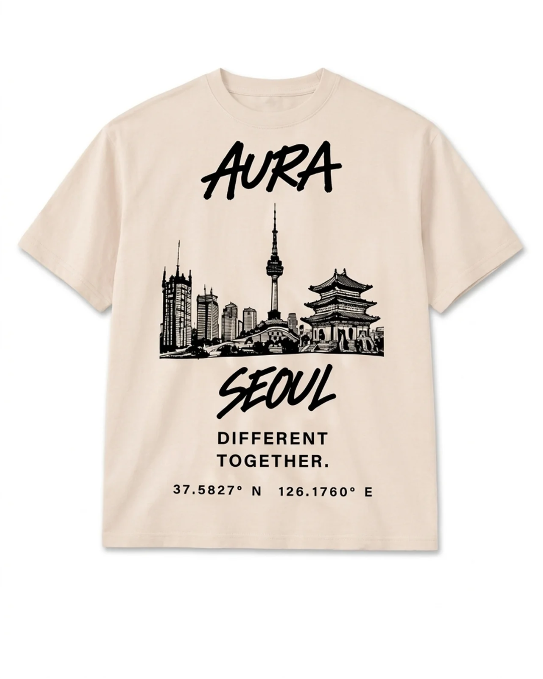 Aura Worldwide Tee — Seoul in Moon Milk