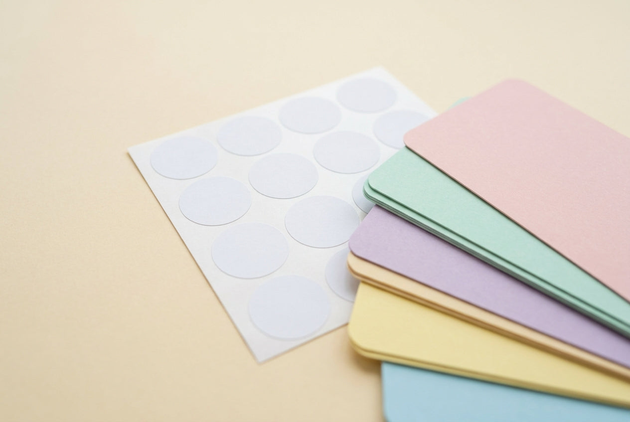 Blank die-cut stickers and color swatches